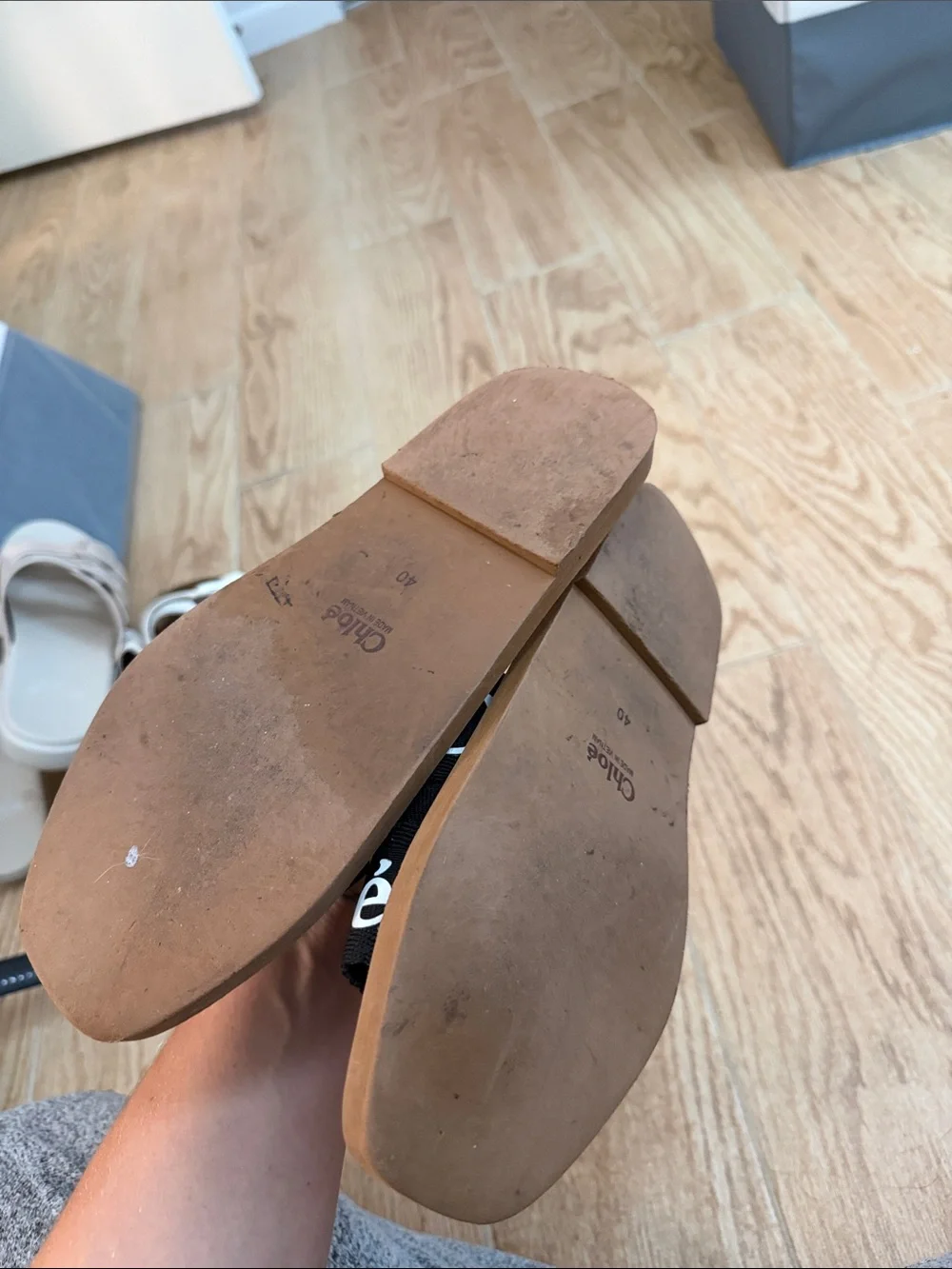 Chloe Black Logo Strap Slide Sandals